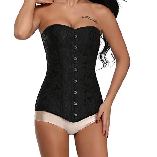 Miss Moly Women's Fashion Faux Leather Buckle Steel Boned Underbust Vest Corset Plus Size (5Xl, 16 Steel Long Torso) #TOP2