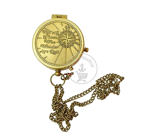Samara Nautical Not All Those Who Wander are Lost Brass Gift Engraved Compass with Leather case - Image 3