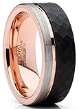  Metal Masters Co. Mens Tungsten Wedding Band Ring Tri-Color Groove Rose Goldtone Comfort-fit 8MM 12