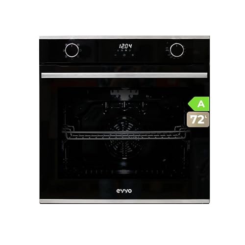 EVVO Horno Eléctrico Empotrable, Eficiencia A - 2800W, 72 Litros, Función Grill, 7 Programas, Temporizador, Mando Selector, Puerta Triple Acristalamiento Modelo: H20 (Color Inox)