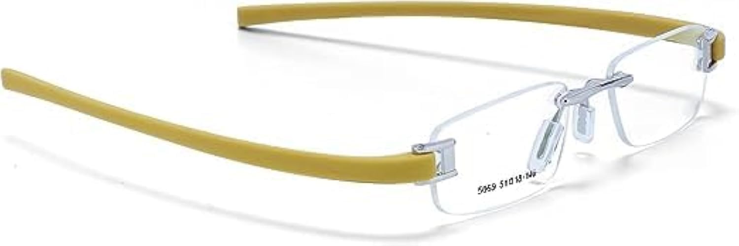 RSINCRimless Light weight Flexible frame/eyeglass/Spectacle Optical For Men And Women Modern Business Collage Fashion School Ladies Sports Silver-Yellow-Mix-1 UAE, M
