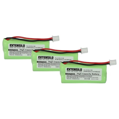 EXTENSILO 3X batería Compatible con Siemens Gigaset Q063, AS160, AS150 Trio, C240 teléfono Fijo o inalámbrico (850 mAh, 2,4 V, NiMH)