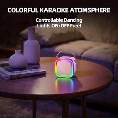 Kinglucky Mini Karaoke Machine for Kids Gifts Adults (Cute Little & Portable) Bluetooth Speaker with Wireless Microphone (Sound Loud) Birthday Gifts for Girls 3-12 Years Old Toddler Toys - Pink