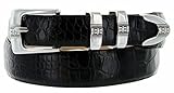 Miller Men's Italian Calfskin Genuine Leather Designer Dress Belt 1-1/8'(30mm) taper down to 1'(25mm) wide (Alligator Black, 38)