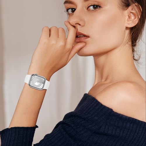 Image of Bands Compatible with Apple Watch Band 40mm 38mm 41mm 42mm 44mm 45mm Women Men, Soft Silicone Sport Wristbands Replacement for iWatch Series 8 7 6 5 4 3 2 1 SE (6 Pack)