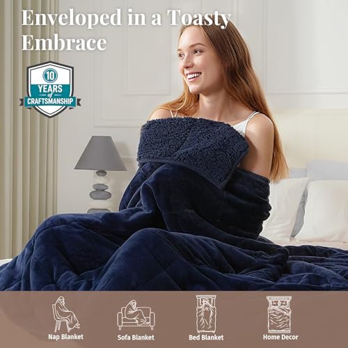 Image of Topblan Sherpa Fleece Weighted Blanket 15lbs, 48 x 72 Twin Size for Adults