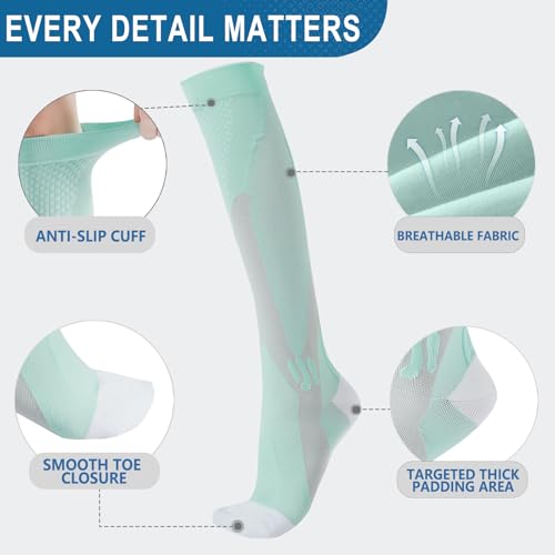 2 pairs of Calf Compression Socks for Women, Knee High Support Circulation Socks for Running, Travel, Flight, Nurse…3