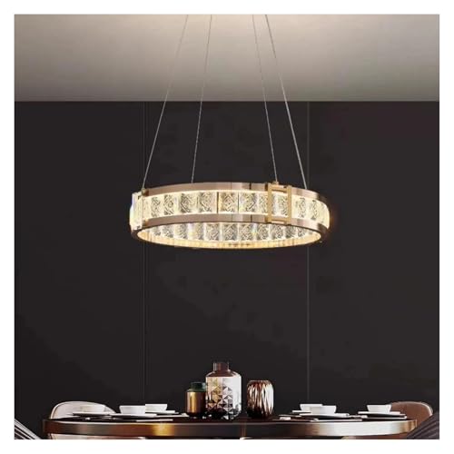 Lustre LED rond en cristal chromé doré D40cm suspension de luxe pour salon et villa moderne