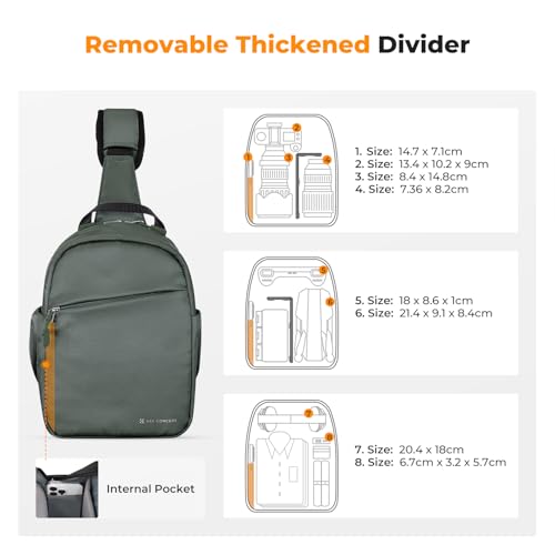 K&F CONCEPT Kameratasche, Kamera Sling Tasche Schultertasche Fotorucksack Klein, Wasserdichter Kamerarucksack, Verstellbarer Schultergurt Kamera Rucksack für DSLR/SLR Kamera Objektiv