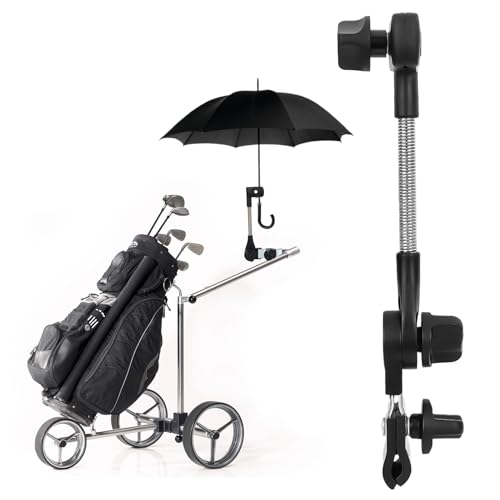Image of Haefan Golf Umbrella Holder for Trolley Adjustable Golf Cart Connector Clip to Handlebar Push Cart Black Umbrella Stand Clamp Attachment for Motocaddy, Powakaddy All Models Stroller Buggy Wheelchair