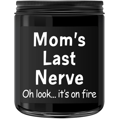 Gifts for Mom from Daughter Son - Funny Mom Birthday Gifts, Mother's Day Gift for Mommy Mama - Mom's Last Nerve Scented Candle Black