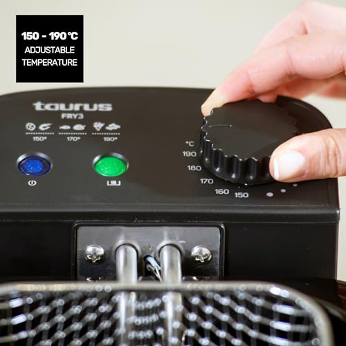 Miniatura 4 de Taurus 973967000 Freidora De Aceite Fry3, 2000 W, Temperatura De 150 A 190 Grados Celsius, Aceite Limpio Más Tiempo, Desmontable, Apta Para Lavavajillas, 3 L