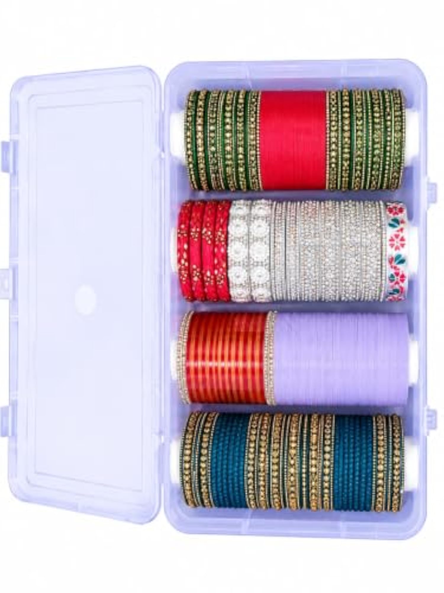 Plastic Bangle Storage Box with Adjustable Compartment, Organizer