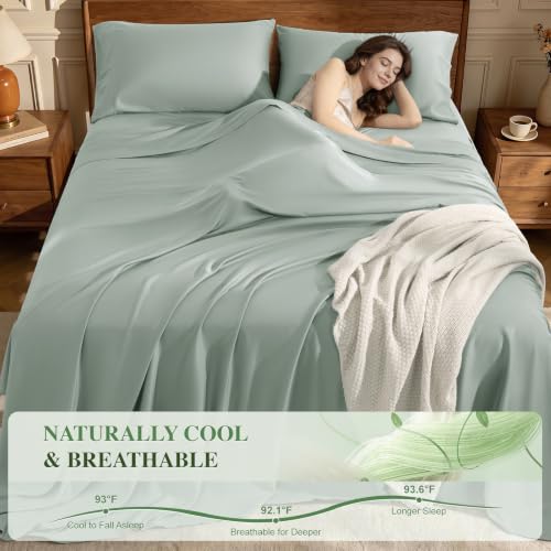 Image of 100% Organically Grown Bamboo Viscose Queen Sheet Set with Pockets on Side