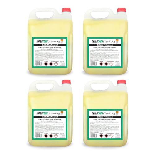 Pack 4 garrafas lavavajillas máquina 6 kg - total 24 kg - detergente alcalino para uso profesional - limpia grasa y residuos en loza, acero y cristal - ideal para cocinas industriales - Intercabo