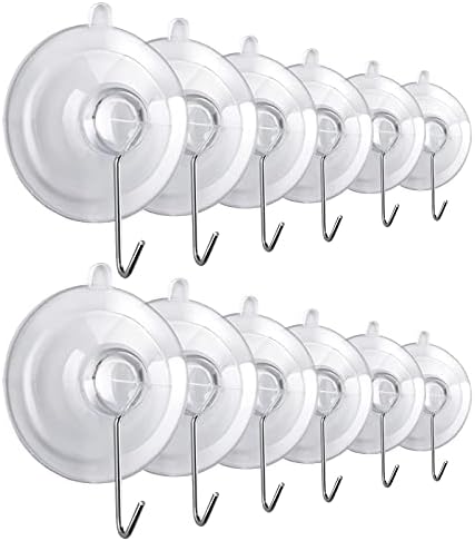 ASTER Hooks, 12 Packs Heavy Duty Wall Hooks for Hanging Removable Waterproof Bathroom Hooks Wall Hanging Suction Cups Sucker Hooks Transparent Hooks for Kitchen Glass Door (1.8Inch)