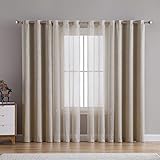 VCNY Home Hudson Collection Window Treatment Rod Pocket Curtain Panels 4 Pack for Bedroom, Kitchen, and Living Room, 38' x 84', Taupe