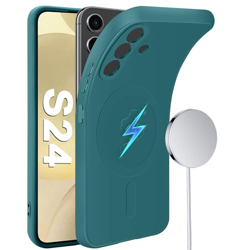 Coque Samsung S24 verte compatible Mag-Safe fine en gel