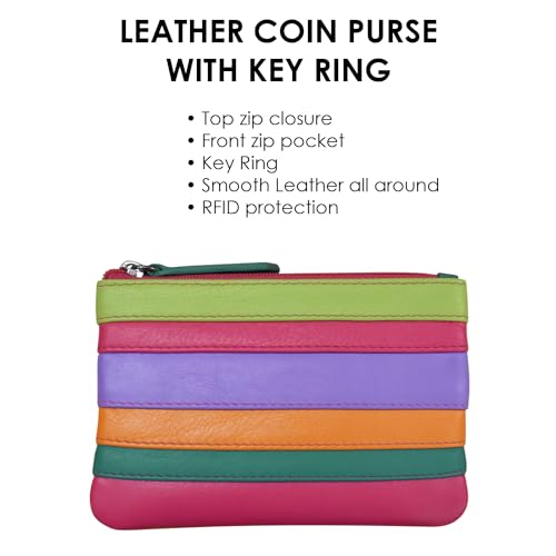 Image of ili New York Leather Mini Compact Coin Purse - Palm Beach