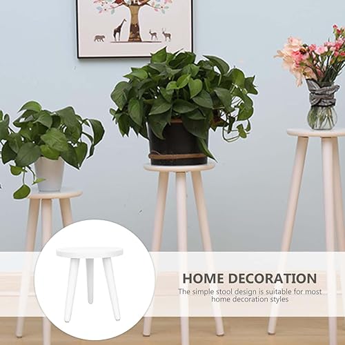 Image of WOOYNEX WOODEN Multifunctional Plant Stand - Modern Home Decor, Wood Planter Holder for Flower Pots, For Living Room Bedroom Balcony Indoor and Outdoor - Kids Stool-(White-a)