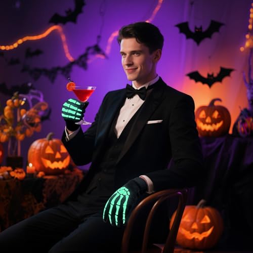 CROSSFINGERS Skeleton Gloves Glow in the Dark Touchscreen Warm 2 Pairs - image 3