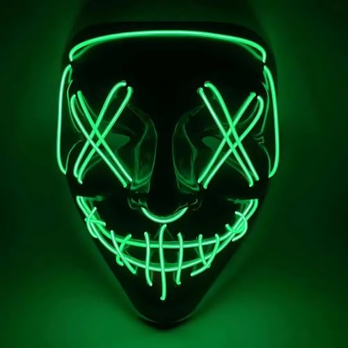 Mascara Led Neon Cosplay Festa Fantasia Terror Masculino Feminino Infantil Adulto Halloween Carnaval