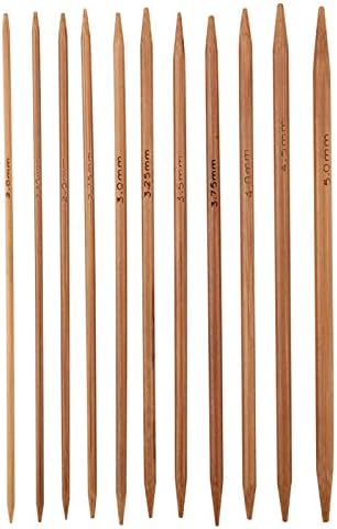 Knitting Needle Set, Double Pointed Knitting Kits, Carbonized Knitting Needles, Bamboo Needles Set of 11 5.1in/13cm for Weave DIY Lover for Handmade