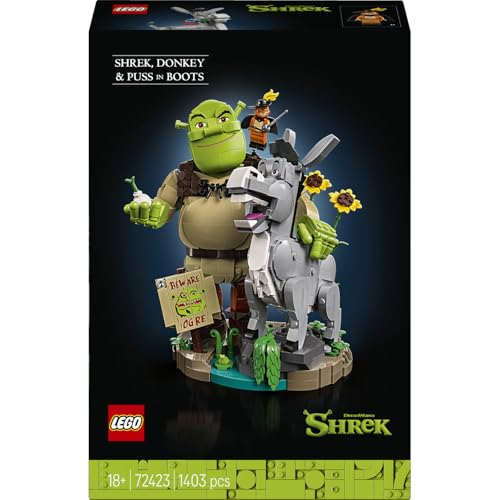 LEGO Shrek: Shrek, Ciuchino e Gatto con gli Stivali 72423 | Set per adulti, kit da esposizione…