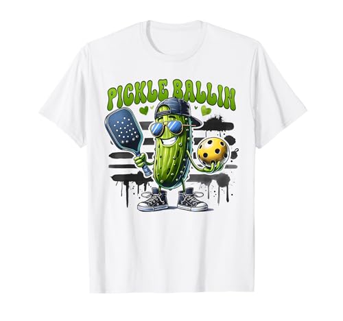 Funny Pickleball Player Paddleball Pickle Ballin Men Boys T-Shirt