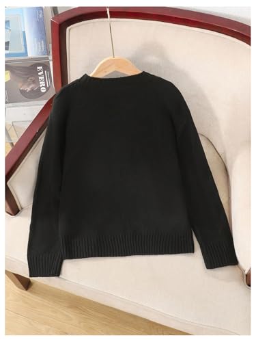Image of BEAUDRM Girl's Bow Sweater Crew Neck Cute Sweaters Long Sleeve Knit Pullovers Sweater