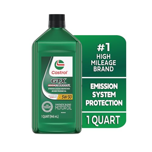 Castrol Gtx High Mileage 5W-30 Synthetic Blend Motor Oil, 1 Quart, Pack of 6