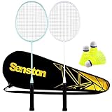 Senston Badminton Racket Set of 2 Lightweight Badminton Rackets Set with 3 Nylon Shuttlecocks for Outdoor, Backyards, Gym, Pack of 2 Green