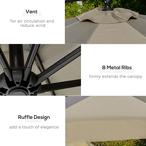 Outsunny 9' Offset Hanging Patio Umbrella, Cantilever Umbrella With Easy Tilt Adjustment, Cross Base And 8 Ribs For Backyard, Poolside, Lawn And Garden, Brown #TOP5