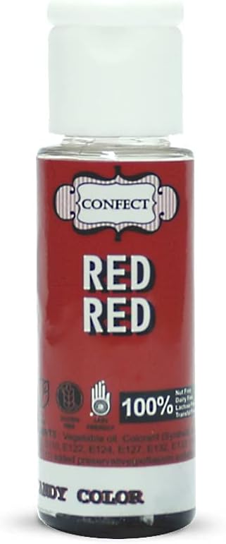 Confect Oil-Based Edible Candy Color –Red Red | Intense Food Color for Icing, Fondant & Cake Decoration | Vibrant & Bake-Stable Gel Colour | Vegan -25ml