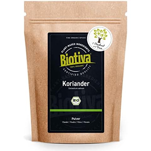 Biotiva Koriander Bio gemahlen 250g - Hochwertigste Bio-Qualität aus dem Mittelmeerraum - 100% Bio-zertifiziert in Deutschland (DE-ÖKO-005) - Perfekt zu indischen und asiatischen Gerichten Cover