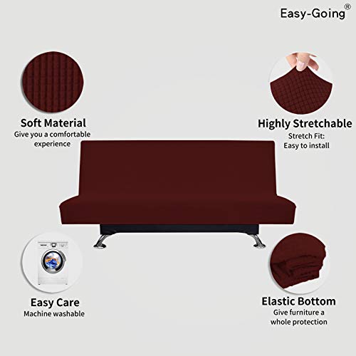 Image of Easy-Going Stretch Large Futon Slipcover Armless Futon Cover Wine
