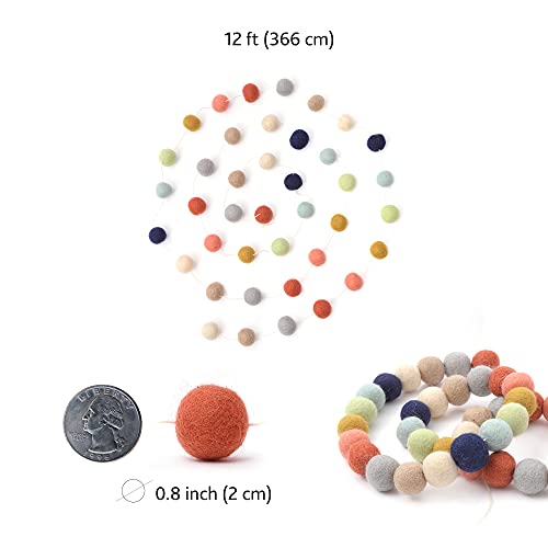Guirnalda de bolas de fieltro Glaciart One de 9 pies con 40 pompones neutros 6