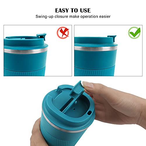 Taza térmica MOMSIV 13oz/380ml antideslizante acero inoxidable viaje taza taza de café de doble pared aislada al vacío a… - Imagen 6