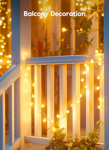 Brightown Solar Lights Outdoor Waterproof, 2 Packs Total 66Ft 200 LED Globe Solar String Lights for Outside, 8 Modes Outdoor Solar Lights for Yard Balcony Patio Tree Canopy Party (Warm White)