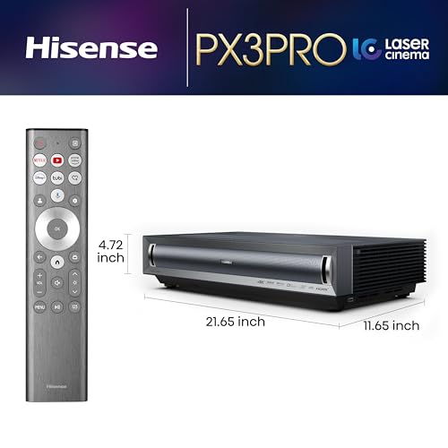 Image of Hisense PX3-PRO Ultra Short Throw Triple Laser Projector, 4K UHD, 80 inch - 150 inch, 3,000 Lumens, 3000:1 Contrast, Dolby Vision & Atmos, IMAX Enhanced, 240 High Refresh Rate, Google TV, Designed for Xbox