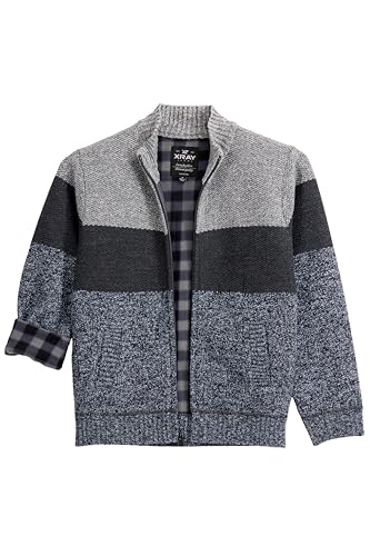 X RAY Boys (6-12) Full Zip Fleece Flannel Lining Sweater, Kids Mock Neck Knit Sweater for Spring, Fall and Winter3