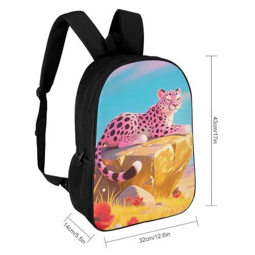 Pink Cheetah Backpack - Durable 600D Polyester, 17 Inch Backpack with Ergonomic Adjustable Straps, Lightweight Travel Bag for Men & Women2