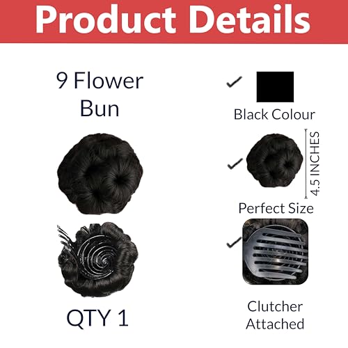 Image of TEMPERIA Hair Buns for Women - Juda Accessories For Women - Hair Buns Clip - Artificial False Fake Hair Donuts Bun Maker Extension - Black - Pack of 1