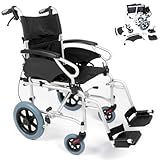 Esteem Eclipse Ultra Lightweight Folding Transit Wheelchair, Foldable Aluminium Transport Wheelchairs for Adults, Portable Attendant Propelled Wheelchair with Seat Width (18')