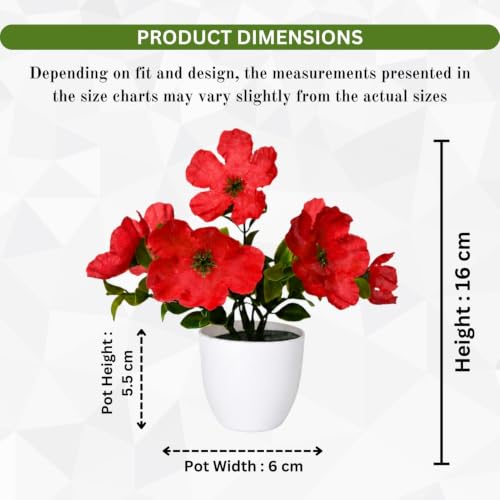 Image of fancymart Artificial Real Touch Flower Plant with Pot (Pack of 2), 16 cm Height, Decorative Faux Floral Plant for Home, Office, Living Room, Bedroom, Table & Shelf Decor