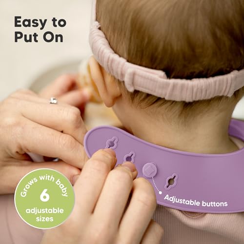Image of KeaBabies 2-Pack Silicone Bibs for Babies, Toddlers Girl, Boy (Amethyst)