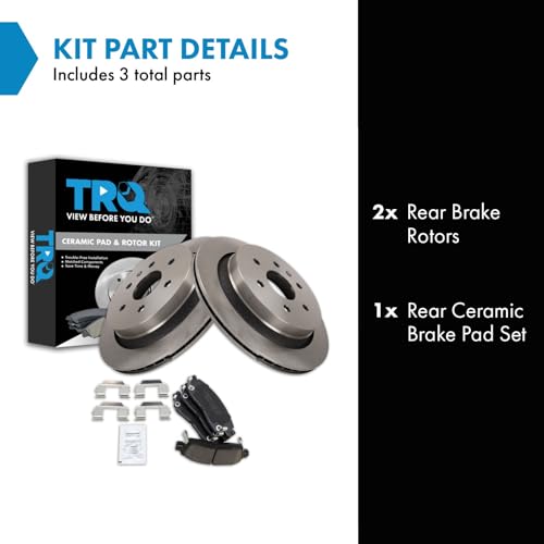 Image of TRQ Rear Brake Pad and Rotor Set Ceramic Compatible with 2013-2018 Cadillac XTS