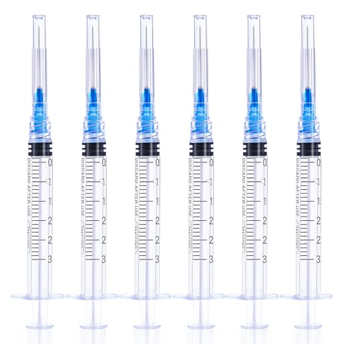 Image of 3ml Syringe 23G 1 inch Luer Lock Needle Lab Disposable Sample Syringes, 20 Pack | Individual Sealed Package, for Scientific Labs, Liquids Refilling and Measuring