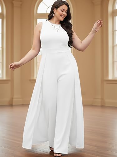 Image of KOH KOH Womens Sleeveless Flattering Dressy Long Pant Cape Elegant Jumpsuit