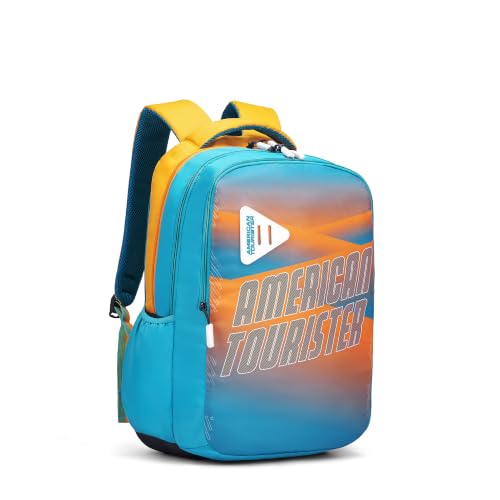 Image of American Tourister Nexa Style 03 | 32 L Backpack | 3 Compartments | School & College Bag for Men & Women | Grey /Yellow | 1 Yr Global Warranty